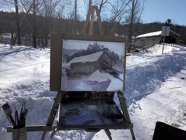 Plein air painting in progress - COURTESY OF JULIE DAVIS