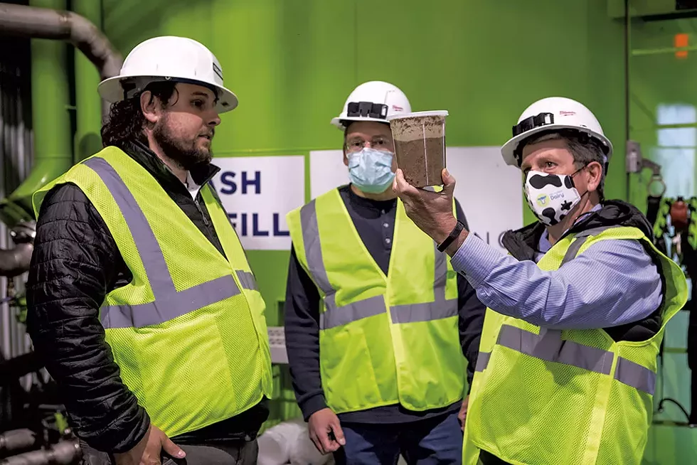 From left: Mike Casella, Steven Collier and Anson Tebbetts examining food slurry - LUKE AWTRY