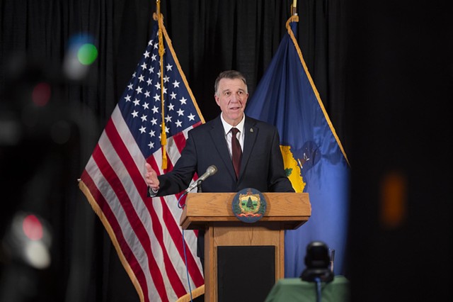 Gov. Phil Scott delivering the State of the State - POOL PHOTO BY GLENN RUSSELL