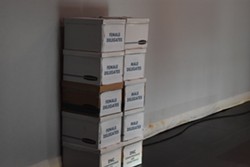 Boxes of votes at the state Democratic convention in May - TERRI HALLENBECK