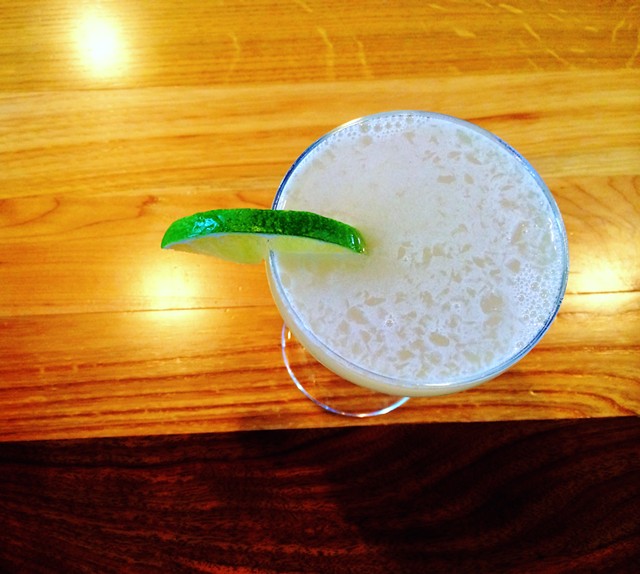 The Barr Hill Gin Gimlet at American Flatbread, Middlebury Hearth - JULIA CLANCY