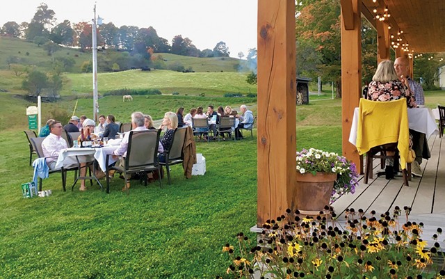 Outdoor dining at Cloudland Farm - COURTESY