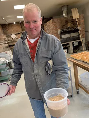 Baker Jim Haas at Rise Up Bakery with his Ukrainian rye starter - MELISSA PASANEN