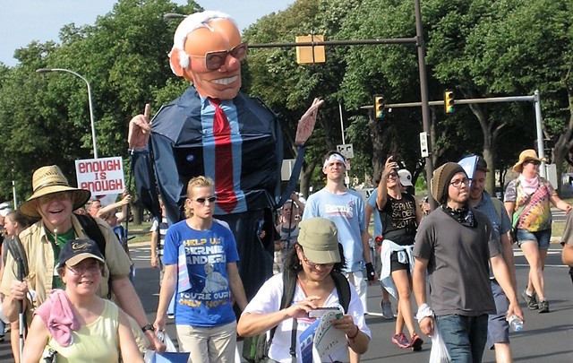 Backers of Sen. Bernie Sanders on the sweltering streets of Philly - KEVIN J. KELLEY