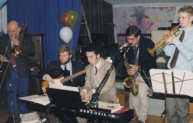 From left: Burr Morse, Rob Morse, Joe Davidian, Rich Davidian and Tom Morse playing at a Maple Corner party - COURTESY