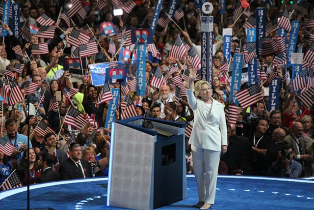 Hillary Clinton accepts the Democratic presidential nomination Thursday night in Philadelphia. - PAUL HEINTZ