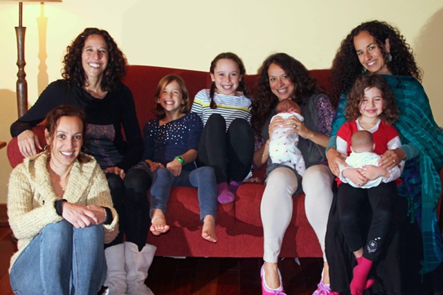 Jessica with her three sisters and four daughters &mdash; plus a baby doll!