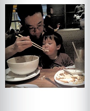 Mitchell and Parker Tsai eating Chinese food in Providence, R.I. in April. Submitted by Sheramy Tsai, South Burlington