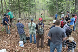 25 mountain bikers, including a few kids, spent the weekend learning about sustainable trail construction - SARAH GALBRAITH