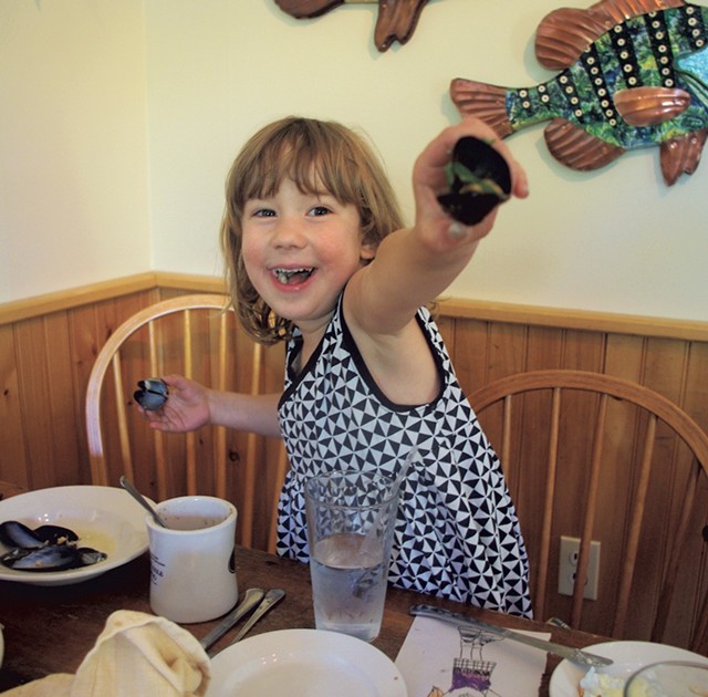 Mila showing off her mussels - MEREDITH COEYMAN