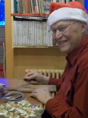 Astrid's dad in the kitchen