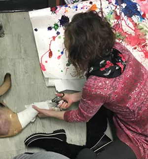 Teacher Courtney Record cuts off Austin's cast - SADIE WILLIAMS