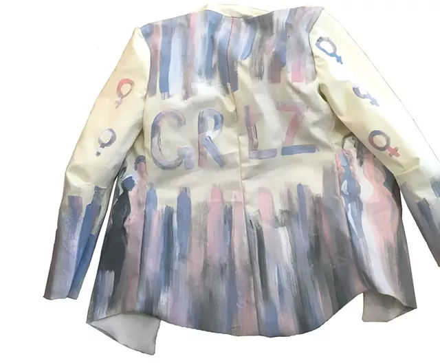 Painted jacket and dress by Campbell Whalen for STRUT 2017 - COURTESY OF CAMPBELL WHALEN