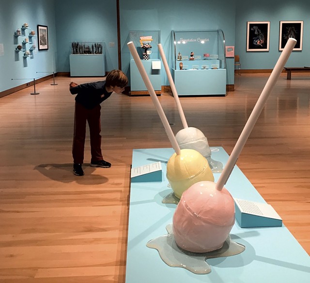 Theo checks out giant lollipops by conceptual artist Desire Obtain Cherish - COURTESY OF ALISON NOVAK