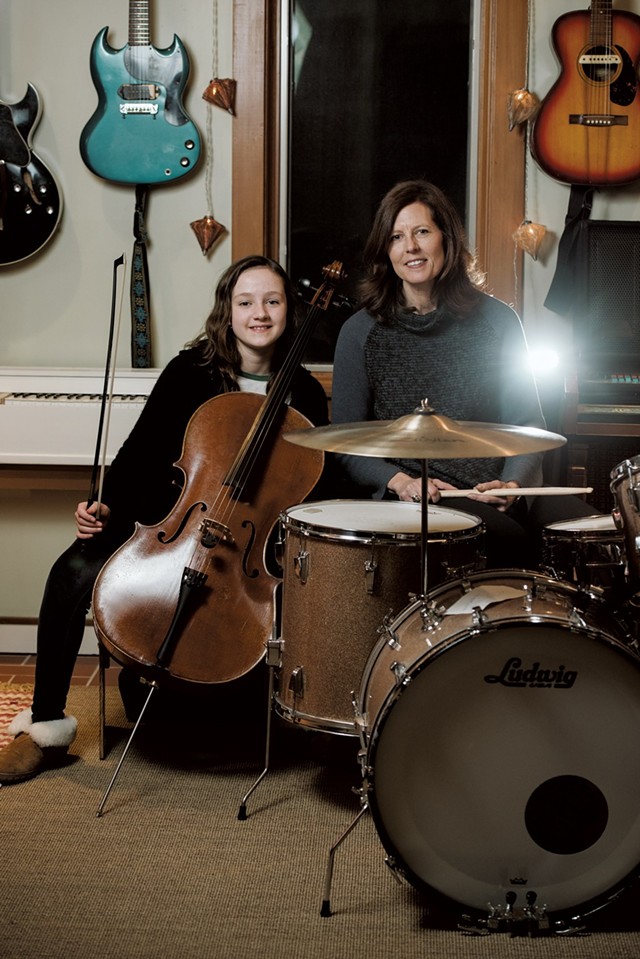 Ann Mindell plays drums in the Nancy Druids, the band she formed with her husband, Sean Toohey. Their daughter, Ariel, is an accomplished cellist who plays with Vermont Youth Strings, part of the Vermont Youth Orchestra Association. - SAM SIMON