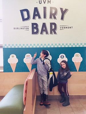 Henry and Ruby checking out UVM's in-house ice cream shop - HEATHER POLIFKA-RIVAS