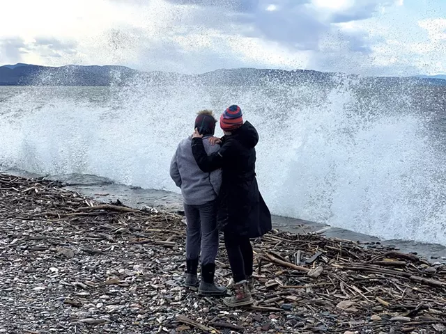 Observing choppy Lake Champlain from Shelburne Farms