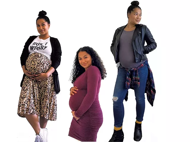 "Crop" top and skirt, body-conscious dress and jeans held up by a belly band