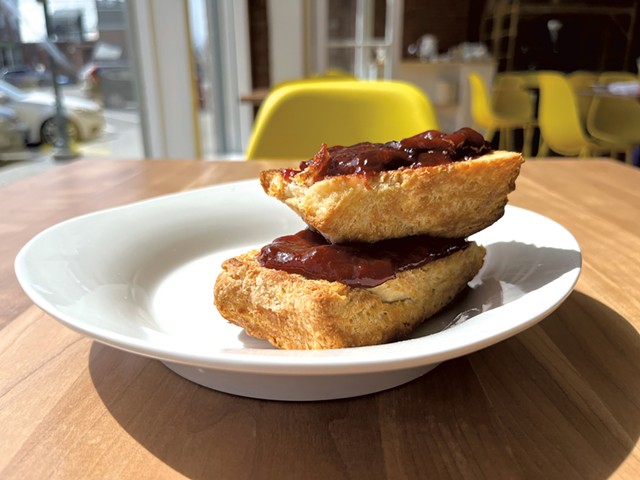 Minifactory's buttermilk biscuit with V Smiley Preserves Cornwall plum jam - JORDAN BARRY ©️ SEVEN DAYS