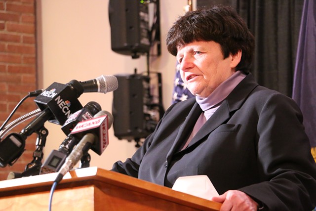 State Treasurer Beth Pearce announces her retirement Wednesday. - KEVIN MCCALLUM ©️ SEVEN DAYS