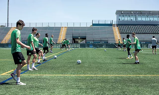 Vermont Green FC players at practice - LUKE AWTRY