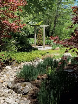 A 1930 art deco gate from France in the Japanese-inspired garden - AMY LILLY