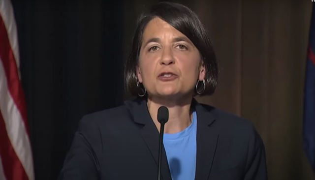 Sen. Becca Balint at a debate last Thursday - SCREENSHOT