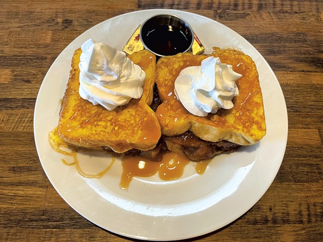 Apple-cinnamon-stuffed French toast at Guilty Plate Diner - COURTESY