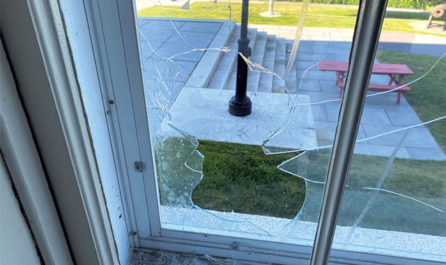 Vandalism at the Vermont Statehouse over the weekend - COURTESY OF VERMONT CAPITOL POLICE