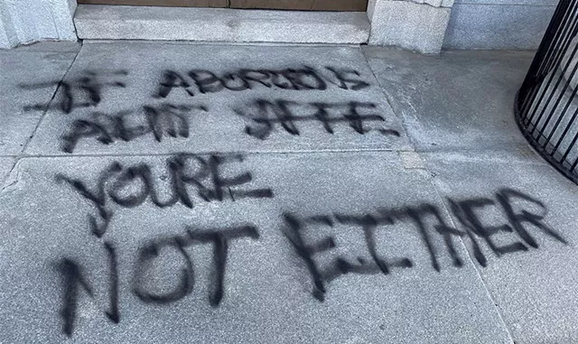 Vandalism at the Vermont Statehouse over the weekend - COURTESY OF VERMONT CAPITOL POLICE