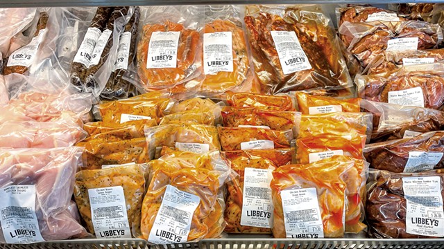 Marinated meats from Libbey's Meat Market - SUZANNE PODHAIZER