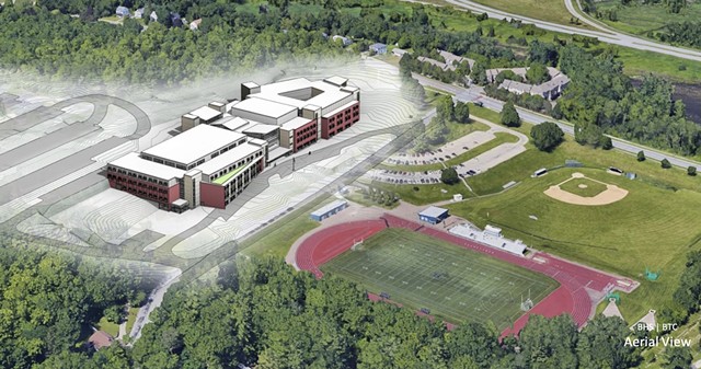 An aerial-view of the proposed Burlington High School - COURTESY OF BURLINGTON SCHOOL DISTRICT