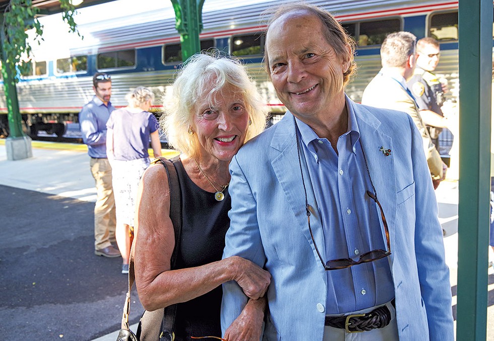 Melinda and Rick Moulton at the opening of the Burlington Amtrak station - STEPHEN MEASE