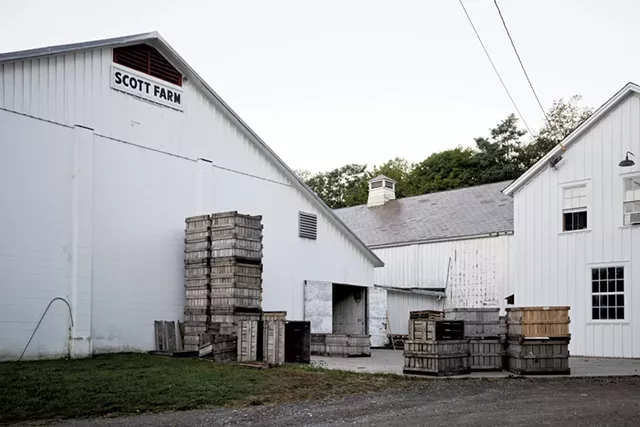 Apple crates outside a historic Scott Farm building - COURTESY OF KELLY FLETCHER