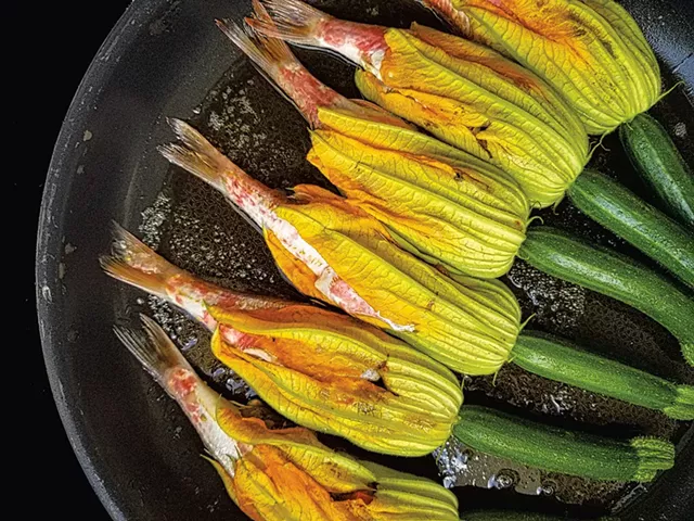 Rouget in zucchini blossoms - COURTESY OF FRANÇOIS DE MÉLOGUE