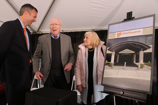 Sen. Patrick Leahy visits chip manufacturer GlobalFoundries, which is naming its main entrance after him. - KEVIN MCCALLUM ©️ SEVEN DAYS