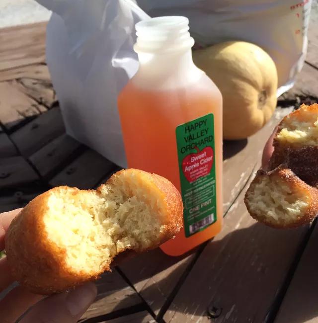 Cider and cider donuts at Happy Valley Orchard - JULIA CLANCY