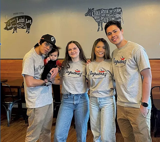 From left: JR Perez, Áine Perez, Emma Perez, Jerrymay Lopez and Paul Lopez of Nagueños Filipino American Diner - COURTESY