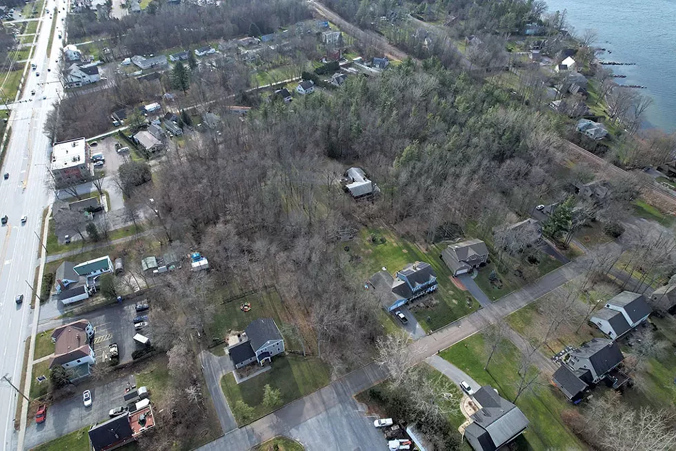 The wooded lot off Route 7 in Shelburne where neighbors have opposed a planned apartment complex - JAMES BUCK