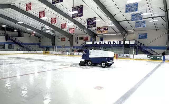 René Kaczka-Vallière driving the Zamboni at C. Douglas Cairns Recreation Arena - KEN PICARD ©️ SEVEN DAYS