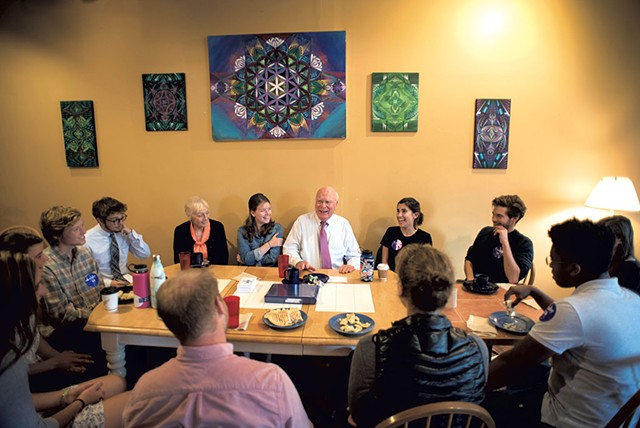 Sen. Patrick Leahy at lunch with Middlebury College students - CALEB KENNA