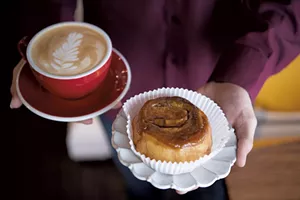  A bun and coffee from Haymaker Bun - CALEB KENNA ©️ SEVEN DAYS