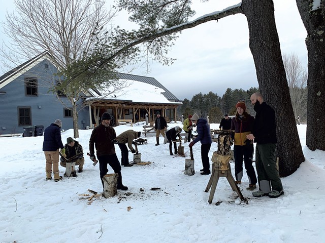 Participants at the North Branch Nature Center spoon-carving workshop - MELISSA PASANEN