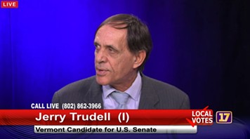 Jerry Trudell at a Channel 17 debate Tuesday in Burlington - SCREENSHOT