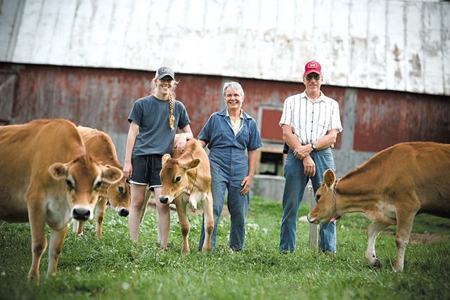 Left to right: Claire, Linda and Paul Stanley at Paul-Lin dairy - COURTESY OF BRENT HARREWYN