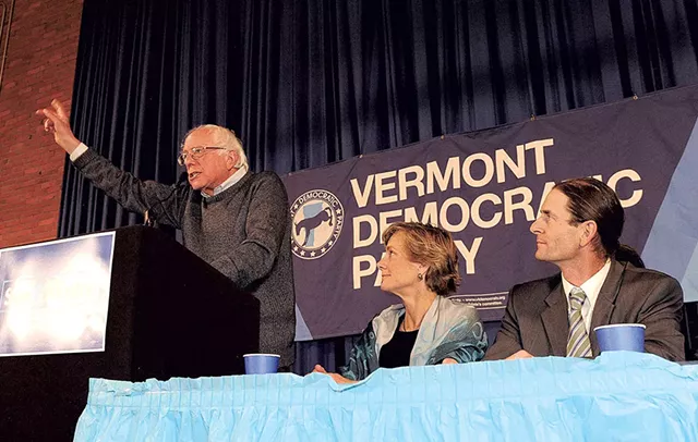 Sen. Bernie Sanders campaigning in Montpelier - for Sue Minter and David Zuckerman - JEB WALLACE-BRODEUR