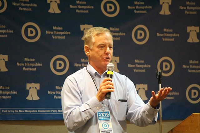 Former governor Howard Dean addresses Vermont delegates to the Democratic National Convention in Philadelphia last July. - FILE: PAUL HEINTZ