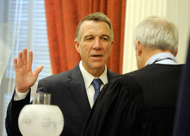 Gov. Phil Scott swearing the oath of office - FILE: JEB WALLACE-BRODEUR
