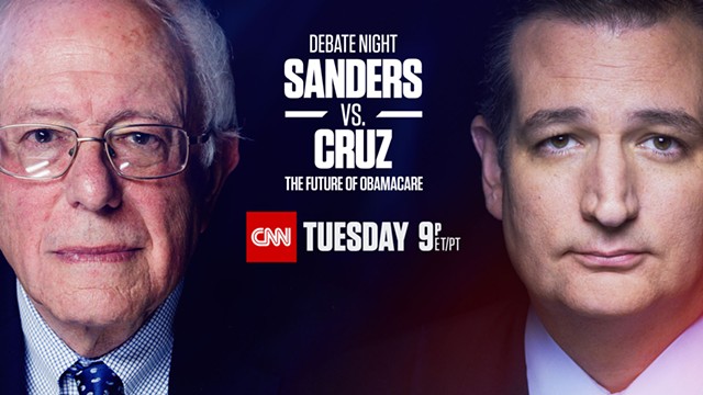 Advertisement for Sen. Bernie Sanders' and Sen. Ted Cruz's CNN debate - COURTESY: CNN