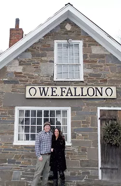 Mark Meyerrose and Stacy Hopkins at the blacksmith shop - SARAH PRIESTAP